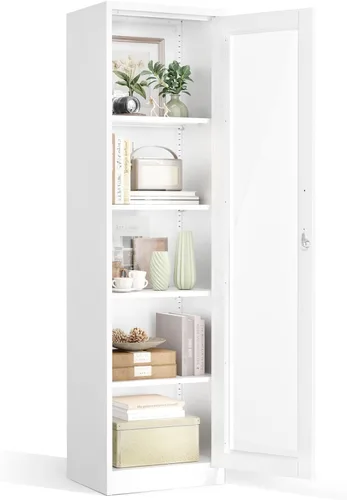 Vista 17 de VINGLI Armario de Pared para Garaje con Puertas con Cerradura y Estante Ajustable, Gabinete de Pared de Metal, Gabinete de Almacenamiento Superior