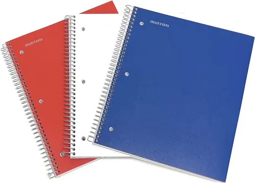Vista 26 de Mintra Office Cuaderno con espiral duradero, 3 materias, azul pervinca (Arctic Ice), amarillo claro (Sun Yellow) y rosado claro (Spring Pink)