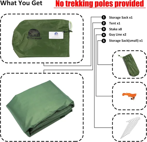 Vista 6 de 2-Person Trekking Pole Tent for Backpacking - Ultralight A-Frame Backpacking Tent, Two Person Waterproof Hiking Tent for Camping, Lightweight