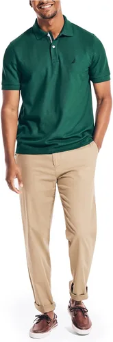Vista 2 de Nautica Polo clásico de manga corta para hombre, verde (Tidal Green)