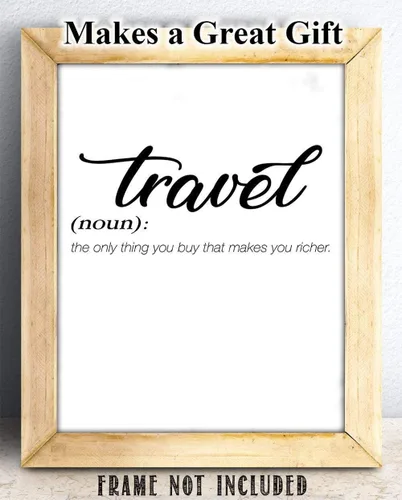 Vista 2 de Travel - The Only Thing You Buy That Makes You Richer - Póster artístico inspirador para decoración del hogar, aventura y cita de exploración, gran