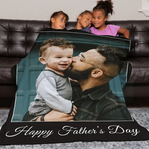 Vista 4 de Manta personalizada para el día del padre con foto, regalos personalizados para papá, papá, abuelo, papá, cumpleaños, Navidad