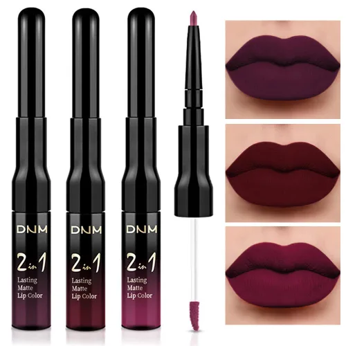 Vista 14 de evpct Juego de 3 lápices labiales líquidos y delineadores de labios para mujeres, 24 horas de larga duración, 24 horas, lápiz labial mate de larga