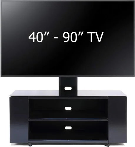 Vista 7 de TransDeco Soporte de TV con soporte para CD/DVD para televisores de hasta 90 pulgadas, color negro TD987B