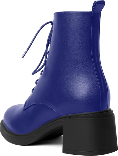 Vista 76 de ROSERWISH Botas altas de tacón bajo y grueso para mujer, con cordones, cómodas, modernas, con puntera redonda, de 2.5 pulgadas