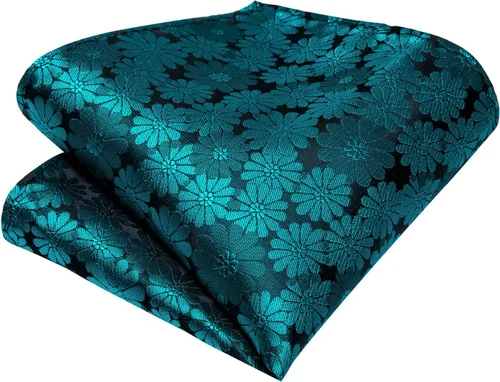 Vista 151 de Hi-Tie Corbatas de seda para hombre, diseño de cachemira a rayas, con bolsillo, gemelos cuadrados, conjunto formal de negocios
