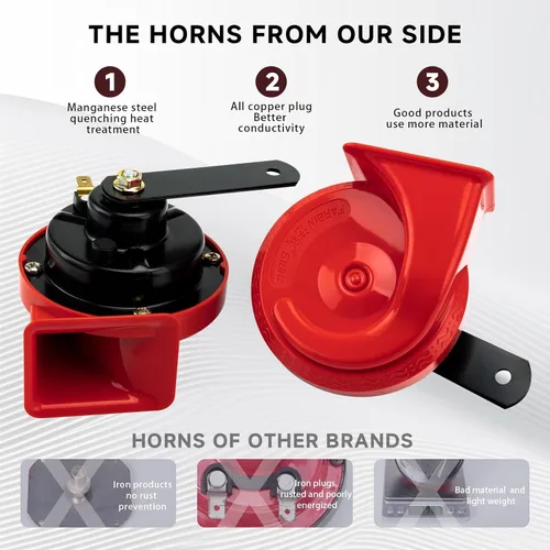 Vista 4 de FARBIN Bocinas universales de 12 V para automóvil, bocinas de vehículo ruidosas, kit de bocina de caracol de doble tono con arnés de relé
