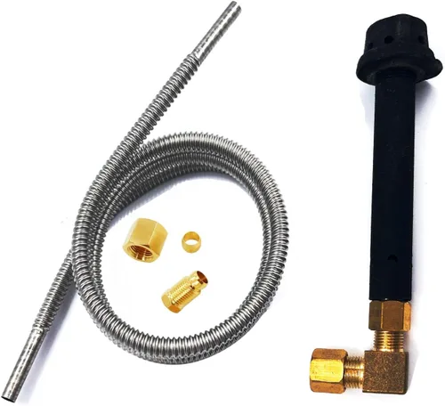 Vista 7 de MENSI Kit de seguridad para quemador de chorro de hierro fundido, quemador piloto, mini quemador pequeño, con manguera de línea de gas flexible