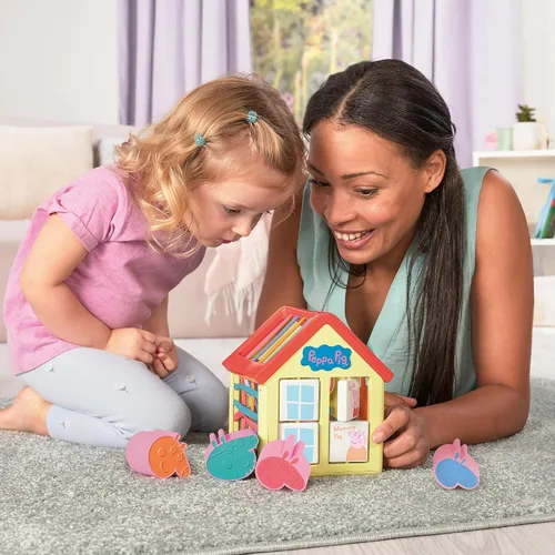 Vista 2 de TOMY Toomies Grow with Peppa Pig - Casa de actividades de Peppa - Centro de actividades para niños con clasificación de formas sensoriales