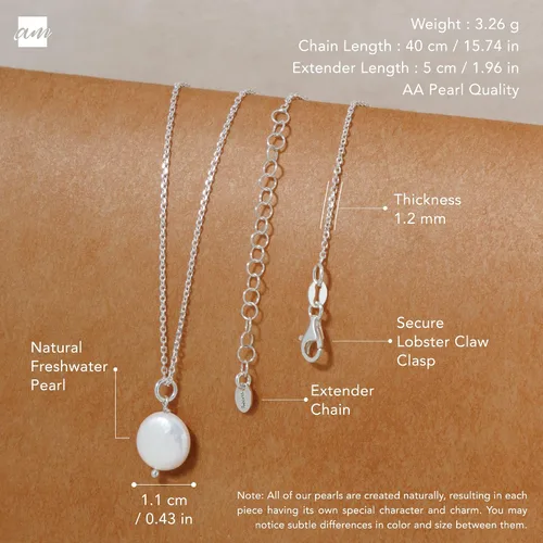Vista 5 de Amberta Collar de perlas de agua dulce de plata de ley 925 para mujer