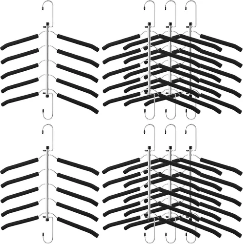 Vista 9 de Ripeng Percha para ropa que ahorra espacio, 8 paquetes 5 en 1, multicapa antideslizante, de metal resistente, de acero inoxidable, para suéteres