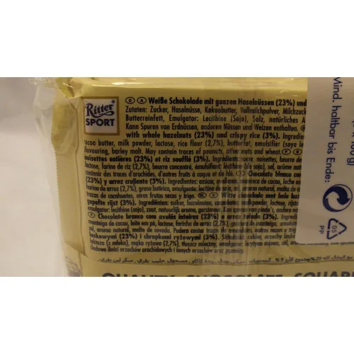 Vista 2 de Ritter Sport Avellanas enteras blancas 3.53 oz (paquete de 5)