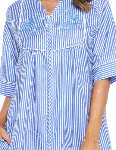 Vista 5 de Casual Nights Vestido de casa tejido con cremallera frontal para mujer Mangas 34 para casa largo