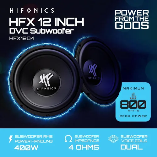 Vista 2 de Hifonics Subwoofer de audio para automóvil DVC de 12 pulgadas, 800 W, 4 ohmios, subwoofer de graves (6 unidades)