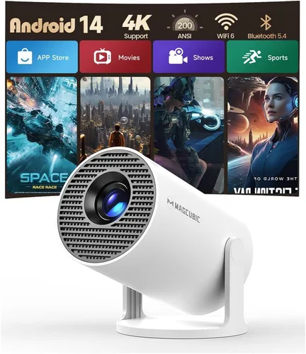 Vista 8 de Magcubic - Miniproyector 2025 4K compatible con WiFi 6 y Bluetooth 5.4, altavoz Soundbase de 5 W, portátil con corrección trapezoidal vertical