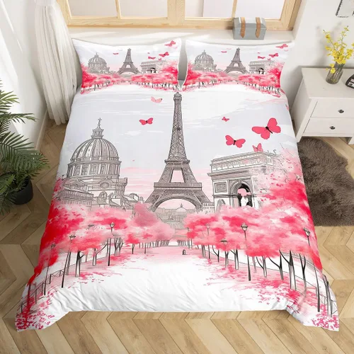 Vista 11 de Erosebridal Juego de funda de edredón de ciervos alce, tamaño individual, bonita funda de edredón de oso abstracto, juego de ropa de cama de bosque