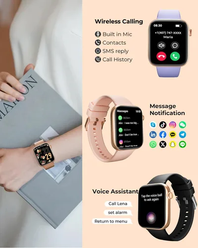 Vista 5 de Reloj inteligente para hombres/mujeres, pantalla táctil AMOLED de 1.85 pulgadas, hacer/responder llamadas, rastreador de fitness con frecuencia