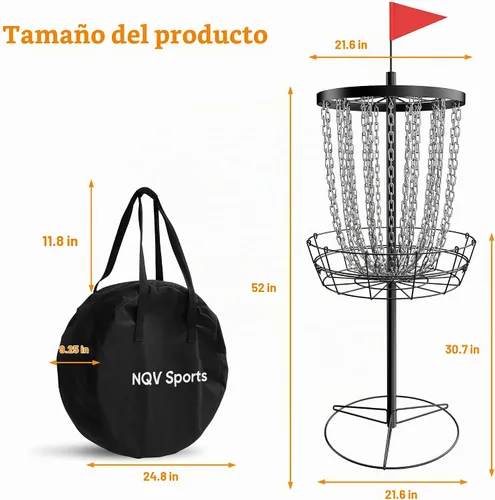 Vista 5 de Disc Golf Basket,Heavy Duty 24 Chain Portable Target Negro