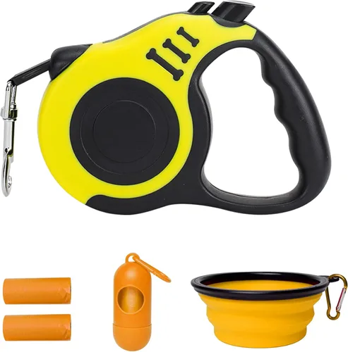 Vista 26 de Correa retráctil para perros pequeños y medianos, automática, telescópica, cinta para mascotas de 10/16 pies, duradera y práctica, con asa A1- rosa