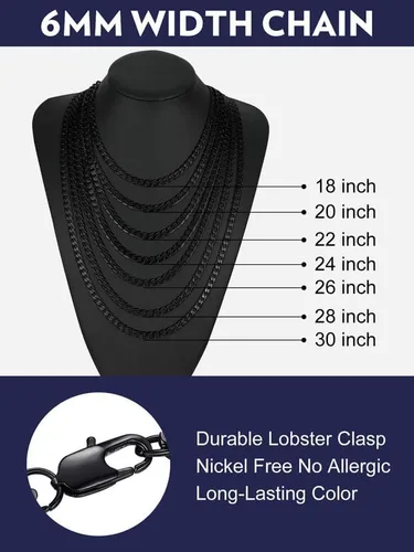 Vista 6 de Bandmax 316L Stainless Steel Men Cuban Curb Link Chain Necklace Gift 3mm6mm9mm12mm Width Heavy Dense Punk Miami Necklace For Men Women 14Inch-30Inch