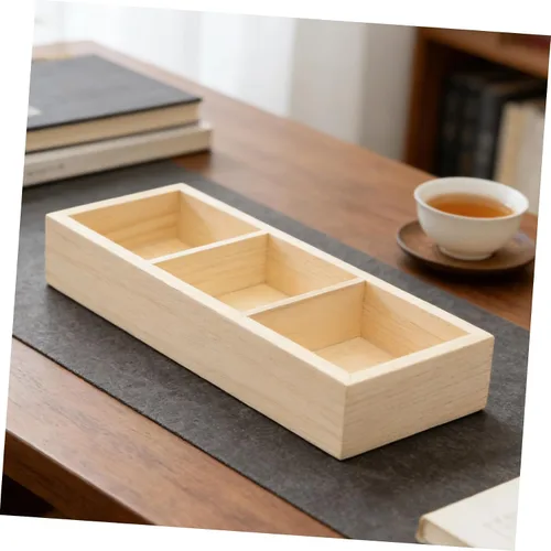 Vista 6 de Wood Tea Bag Holder Organizer with 3 Compartments for Countertop