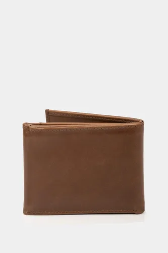 Vista 4 de VELEZ Carteras de cuero genuino para hombre, Café nogal, Cartera triple
