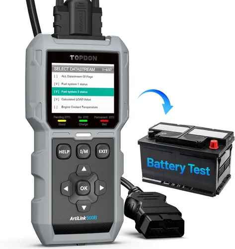 Vista 9 de TOPDON AL500B Escáner OBD2 Probador de Batería 2 en 1 Lector de Código, Diagnóstico OBDII Completo, Pruebas de Batería de 12V y Pruebas de Arranque
