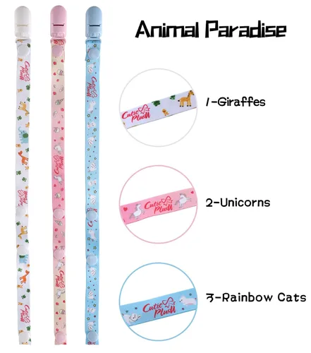 Vista 7 de CutiePlusU Paquete de 3 clips para chupete de gran tamaño, rosa, azul, blanco