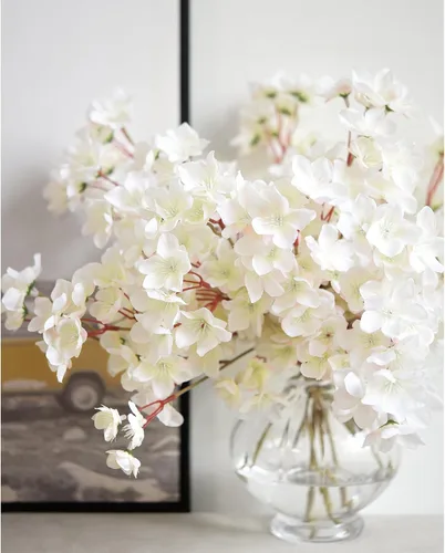 Vista 8 de FiveSeasonStuff Tallos de seda de flor de cerezo real Touch, flores artificiales para decoración del hogar, bodas y eventos