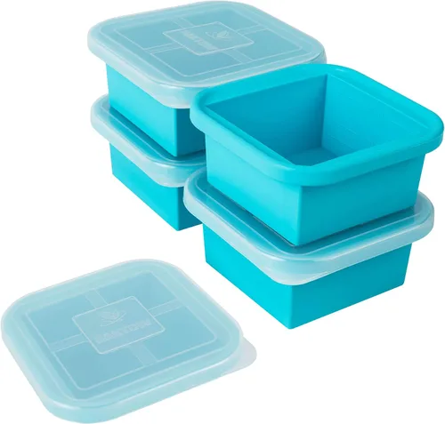 Vista 9 de Bandeja de silicona para congelador de 2 tazas con tapa, paquete de 2 recipientes de congelación de alimentos de porciones grandes para sopa, caldo