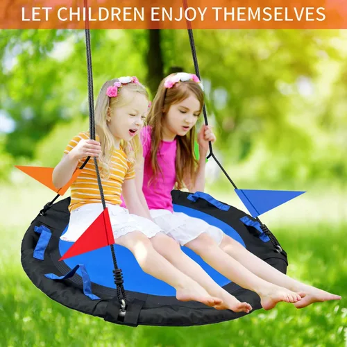 Vista 5 de Columpio para árbol de 40 pulgadas, columpio para árbol de telaraña, capacidad de peso de 800 libras, Oxford 900D impermeable con asas, con correas