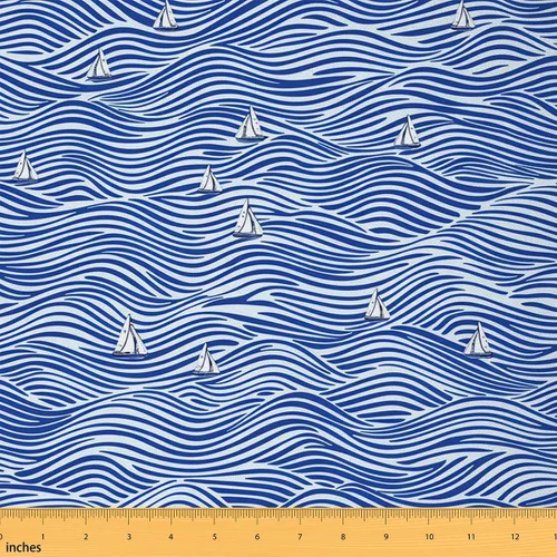 Vista 11 de jejeloiu Tela de Tapicería de Concha de Erizo de Mar por Yarda, Tela de Retapizado con Temática Marina Oceánica para Sillas, Tela Decorativa