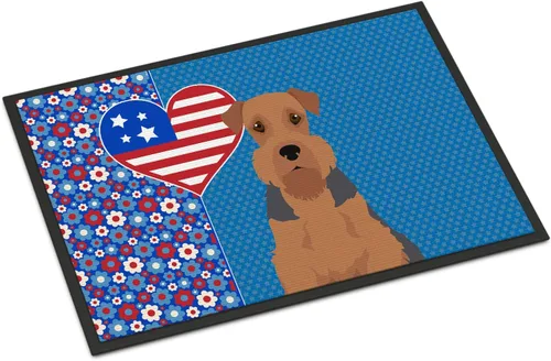Vista 130 de Caroline's Treasures WDK5119JMAT Airedale Terrier USA - Tapete para interiores o exteriores, 24 x 36 pulgadas, tapete para puerta delantera