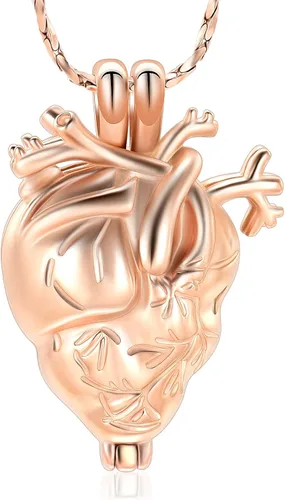 Vista 32 de Imrsanl Collar con colgante de joyería de cremación para cenizas – Collar anatómico de urna de corazón para cenizas – Medallones conmemorativos