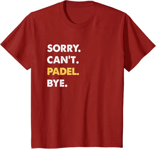 Vista 70 de Sorry Can't Padel Bye Funny Camiseta de Padel, Negro