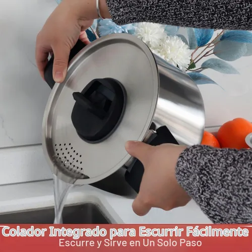Vista 6 de Juego de utensilios de cocina de acero inoxidable para acampar, sartén con mango desmontable, ollas anidables para mochileros, campamento y cocina