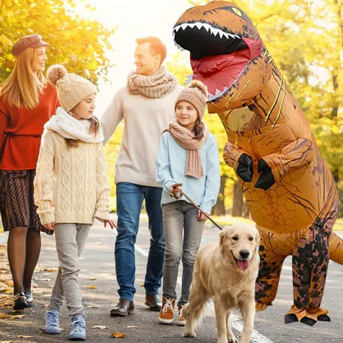Vista 7 de Disfraz inflable de tiranosaurio para adultos, disfraz de dinosaurio de fantasía, disfraz de estegosaurio, disfraz para Halloween o cosplay