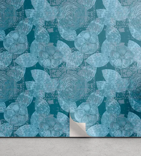 Vista 32 de Ambesonne Papel tapiz despegable y adhesivo con patrón de esquí para el hogar, personas esquiando en colores pastel continuos en la pista, árboles