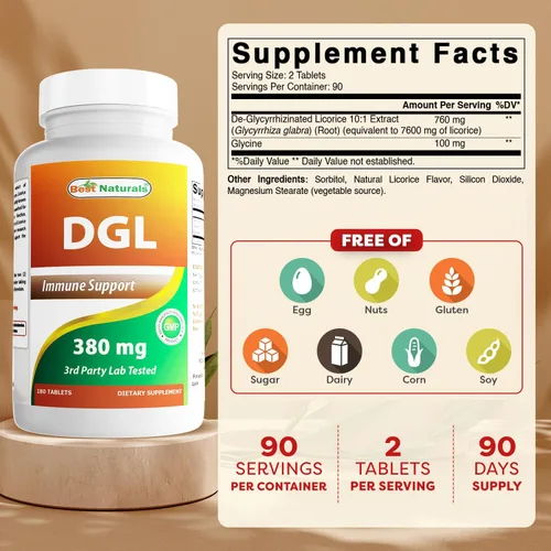 Vista 2 de Best Naturals DGL Masticable 380 mg 180 Comprimidos