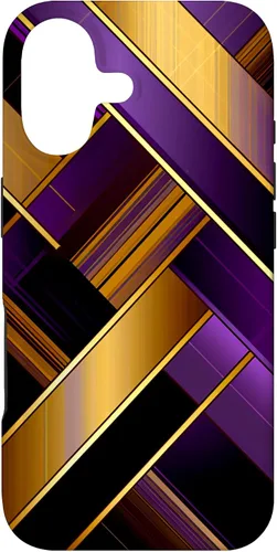 Vista 32 de Púrpura Negro Oro Plaid Patrón A Cuadros Amantes Caso Para iPhone 16