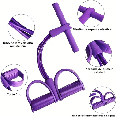 Vista 2 de Cuerda de tensión multifunción, tirador de pedal elástico de yoga de 6 tubos, banda de resistencia, cuerda de tensión de látex natural