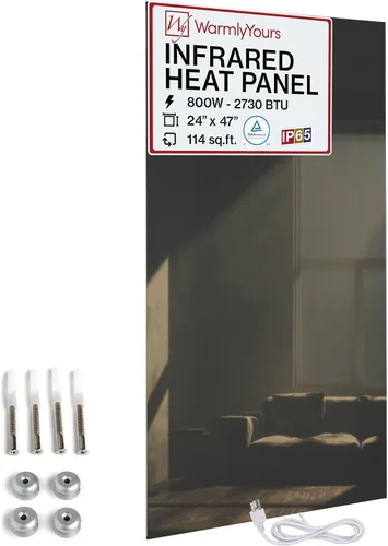 Vista 15 de Panel de calentador de pared infrarrojo de vidrio negro 600 W, panel de calor radiante eléctrico de 24 x 35 pulgadas, calentador de espacio