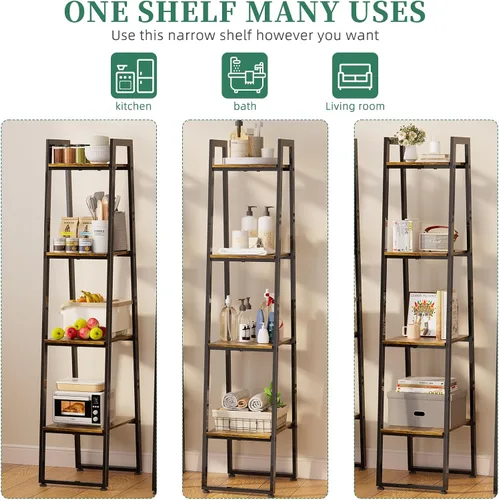 Vista 4 de Simple Trending - Soporte de metal alto de 4 niveles con luz de crecimiento, estante de escalera resistente para plantas de interior, soporte