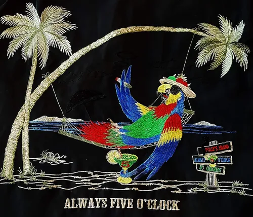 Vista 5 de Bamboo Cay Camisa de manga corta con botones bordados para hombre Always 5 Oclock