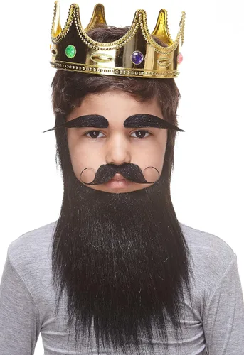 Vista 3 de Mustaches Fake Facial Hair Set, Beard, Eyebrows, Self-Adhesive Negro