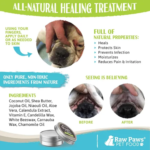 Vista 6 de Raw Paws Bálsamo antiarrugas y piel – Tamaño extra – (4 onzas) – Bálsamo antiarrugas seguro para las lamidas para perros, pasta para bulldogs