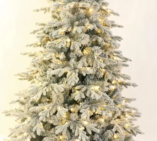Vista 5 de Árbol de Navidad de abeto flocado de Alaska de 5 pies (5 pies preiluminado)