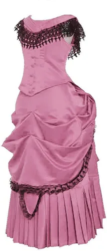 Vista 10 de Disfraz victoriano para mujer, estilo vintage, victoriano, eduardiano, vestido con falda