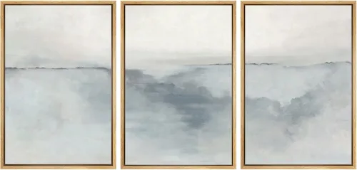 Vista 85 de SIGNWIN Lienzo enmarcado para pared, juego de arte tranquilo con reflejo de lago, acuarela, montaña y agua, ilustraciones modernas, arte abstracto