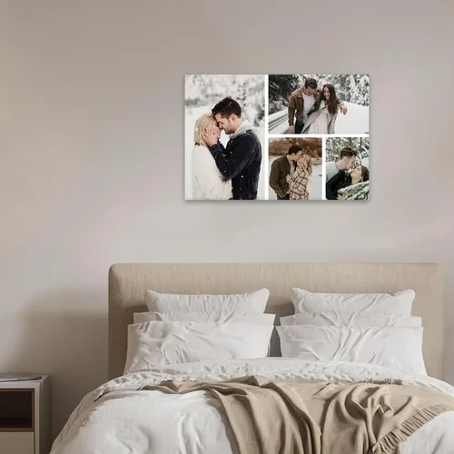 Vista 3 de DOARTDO Lienzo fotográfico personalizado con 4 collage de fotos múltiples, arte de pared personalizado para familia, niños, bebés, mascotas, marco